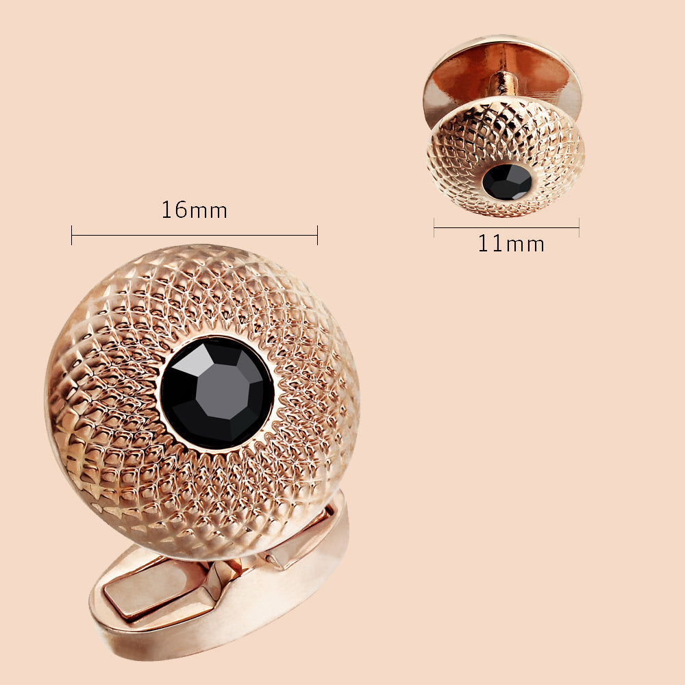 HAWSON Crystal Round Cufflinks and Studs Set for Men