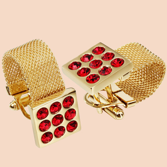 HAWSON 24K Gold Tone Crystal Cufflinks with Chain