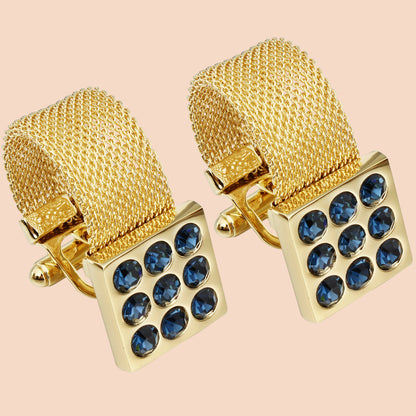 HAWSON 24K Gold Tone Crystal Cufflinks with Chain