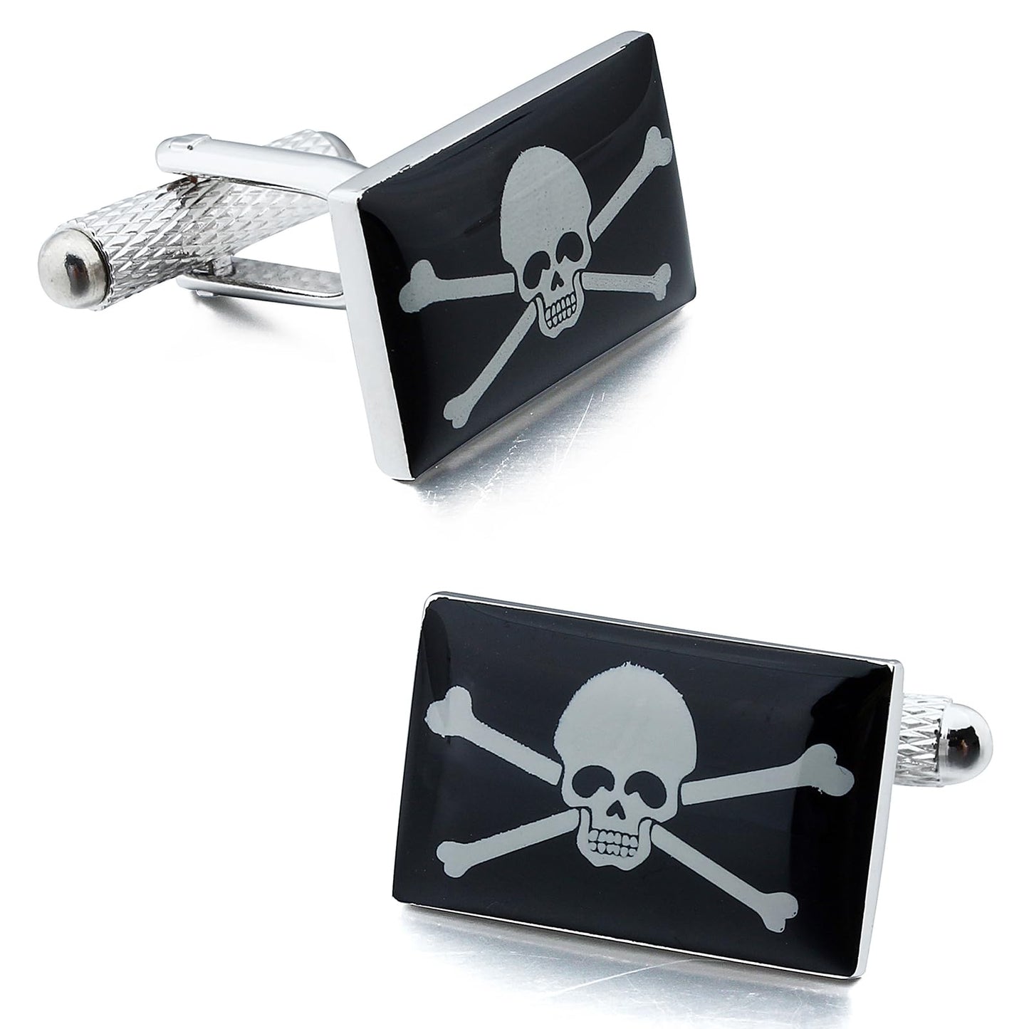 Halloween Flat Skull Danger Logo Cufflinks for Men