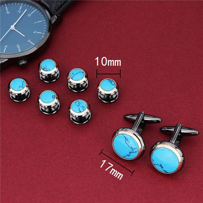 HAWSON Turquoise Cufflinks and Studs Set for Men