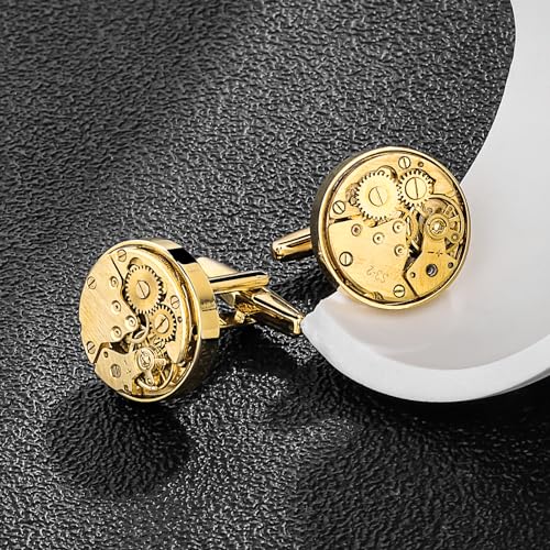 Gold Tone Watch Movement Cufflinks