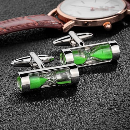 Green Hourglass Cufflinks For Men