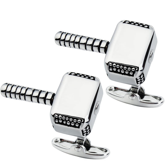 Thor's Hammer Cufflinks For Men in Silver Tone
