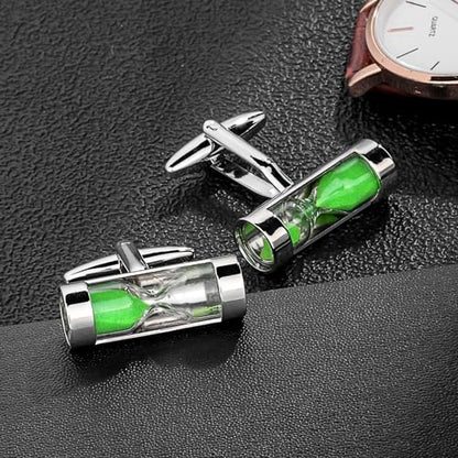 Green Hourglass Cufflinks For Men