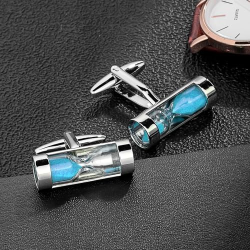 Blue Hourglass Cufflinks For Men With Gift Box