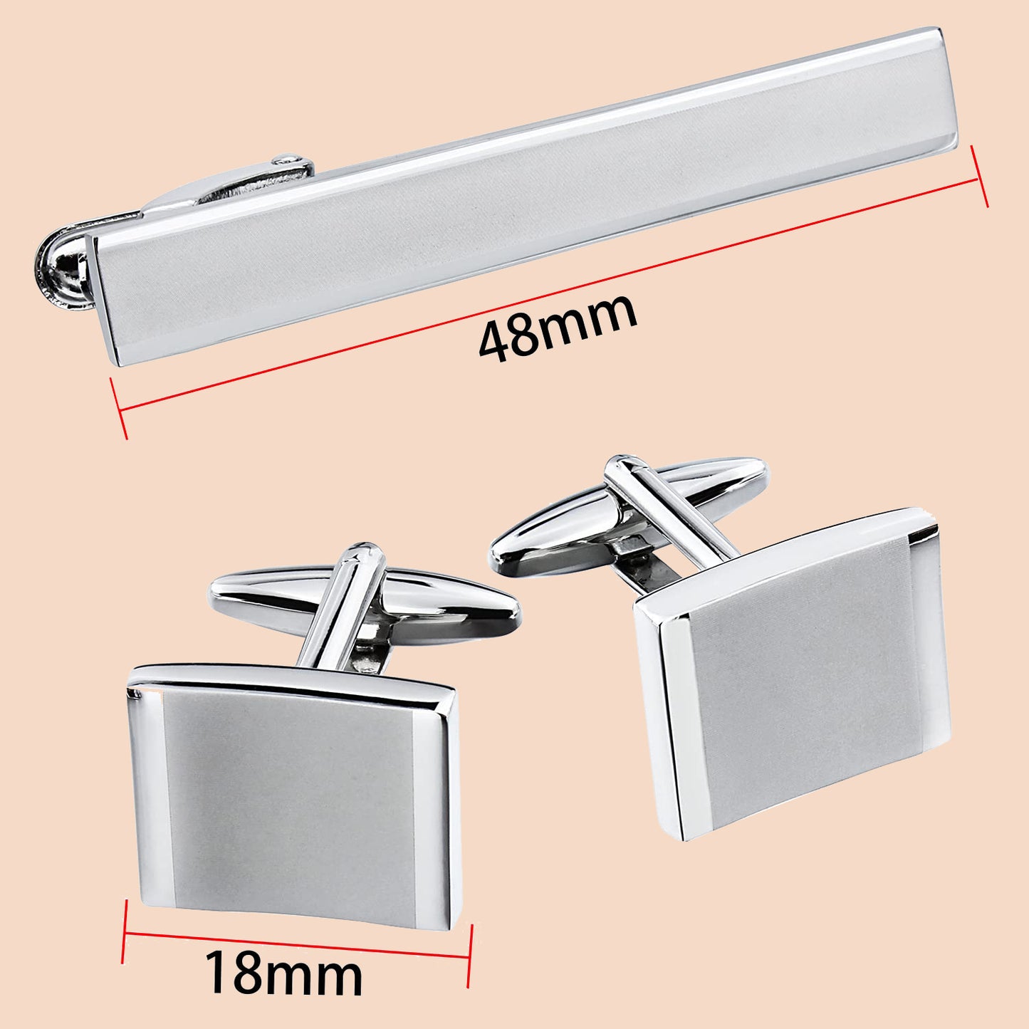 HAWSON Metal Shiny Cufflinks and Tie Clip Set