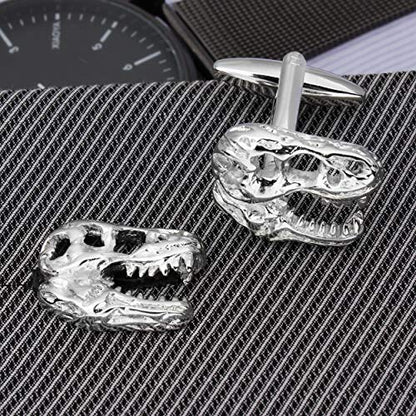 Dinosaur Head Skull Cufflinks For Men With Gift Box