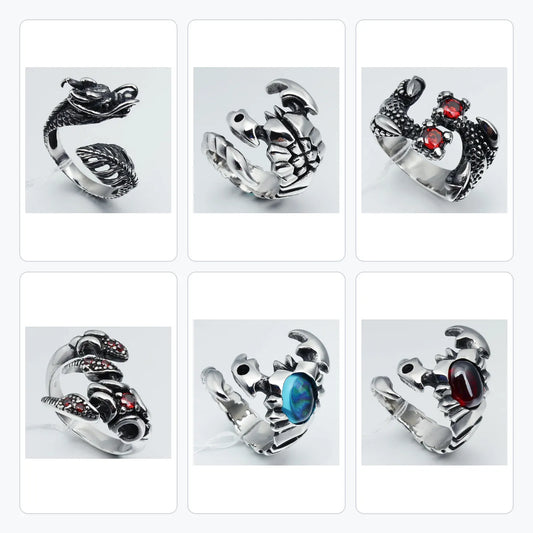 6-Piece Gothic Ring Clearance Set | Skull & Cross Wholesale | HAWSON