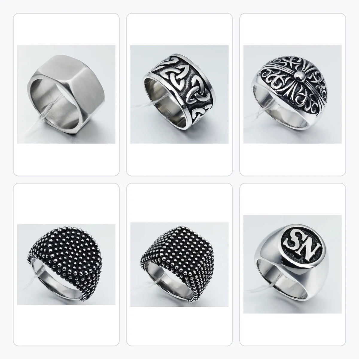 6-Piece Gothic Ring Clearance Set | Skull & Cross Wholesale | HAWSON
