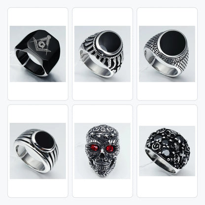 6-Piece Gothic Ring Clearance Set | Skull & Cross Wholesale | HAWSON