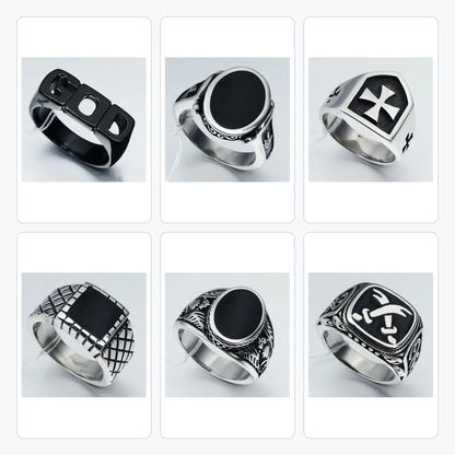 6-Piece Gothic Ring Clearance Set | Skull & Cross Wholesale | HAWSON