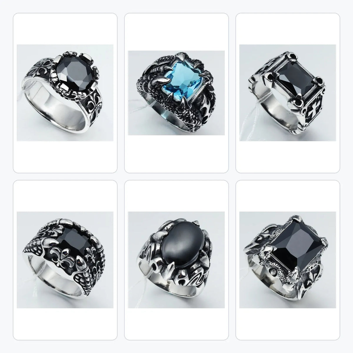 6-Piece Gothic Ring Clearance Set | Skull & Cross Wholesale | HAWSON