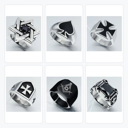 6-Piece Gothic Ring Clearance Set | Skull & Cross Wholesale | HAWSON