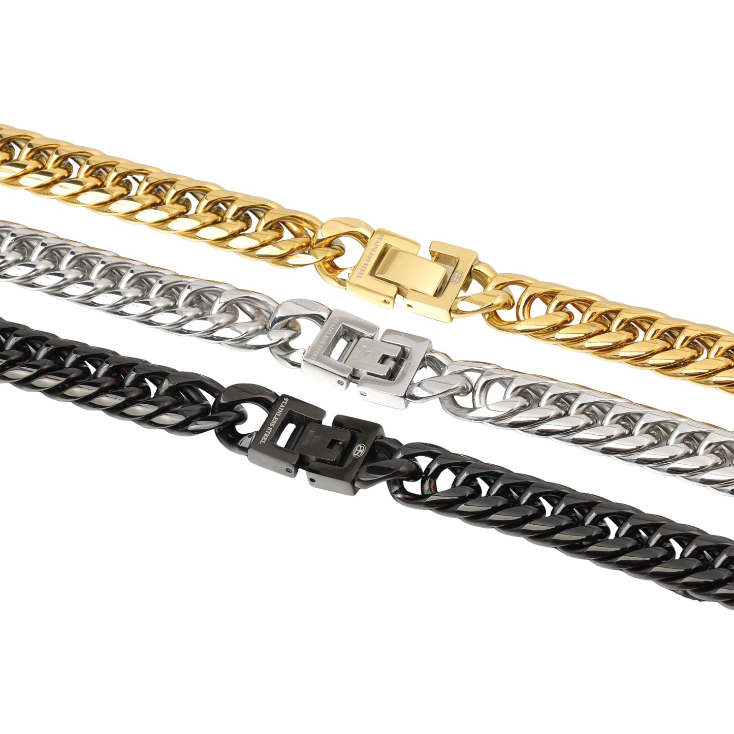 Stainless Steel Curb Chain Bracelet Collection | 3 Color Options
