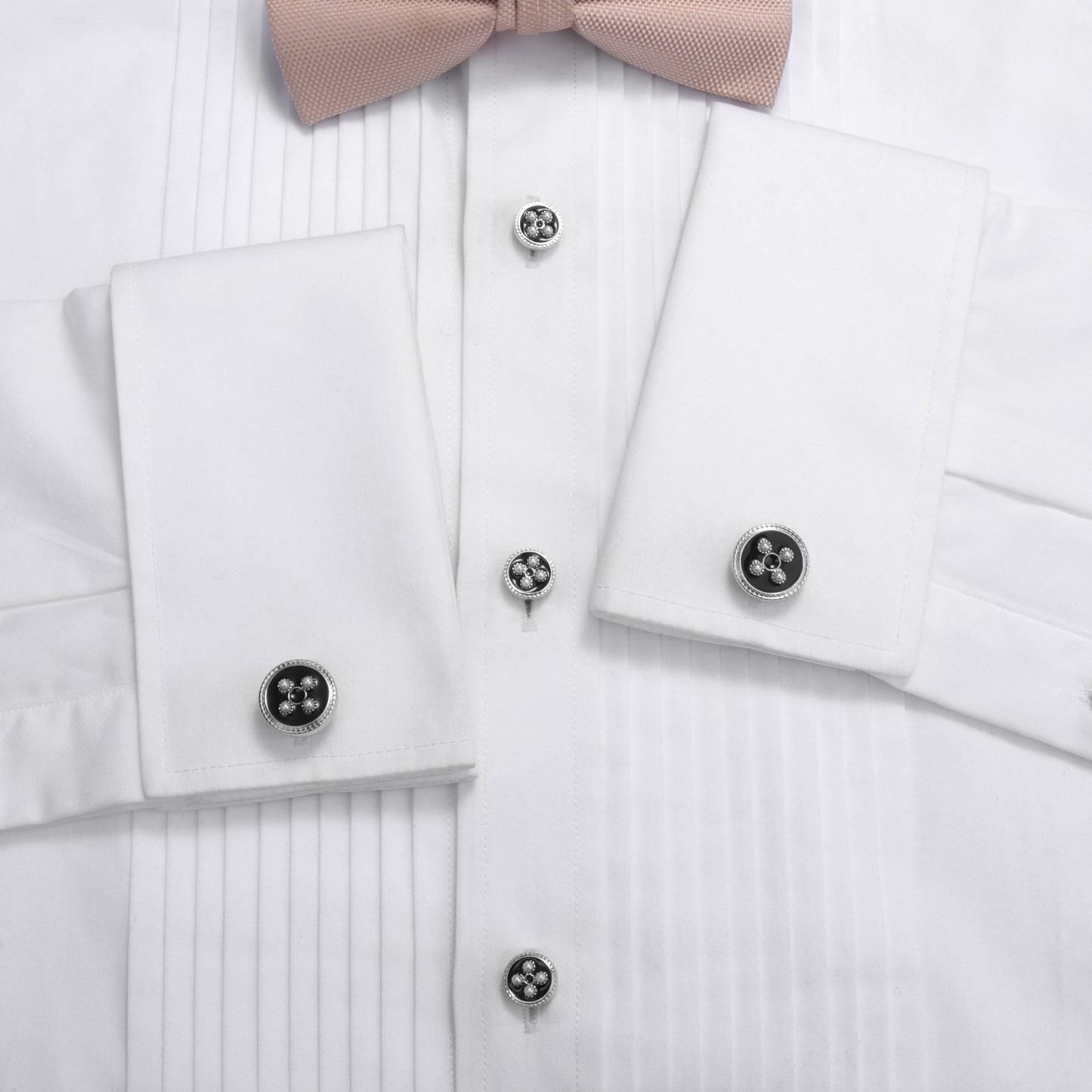 HAWSON White Imitation Pearl Cufflinks and Studs for Men