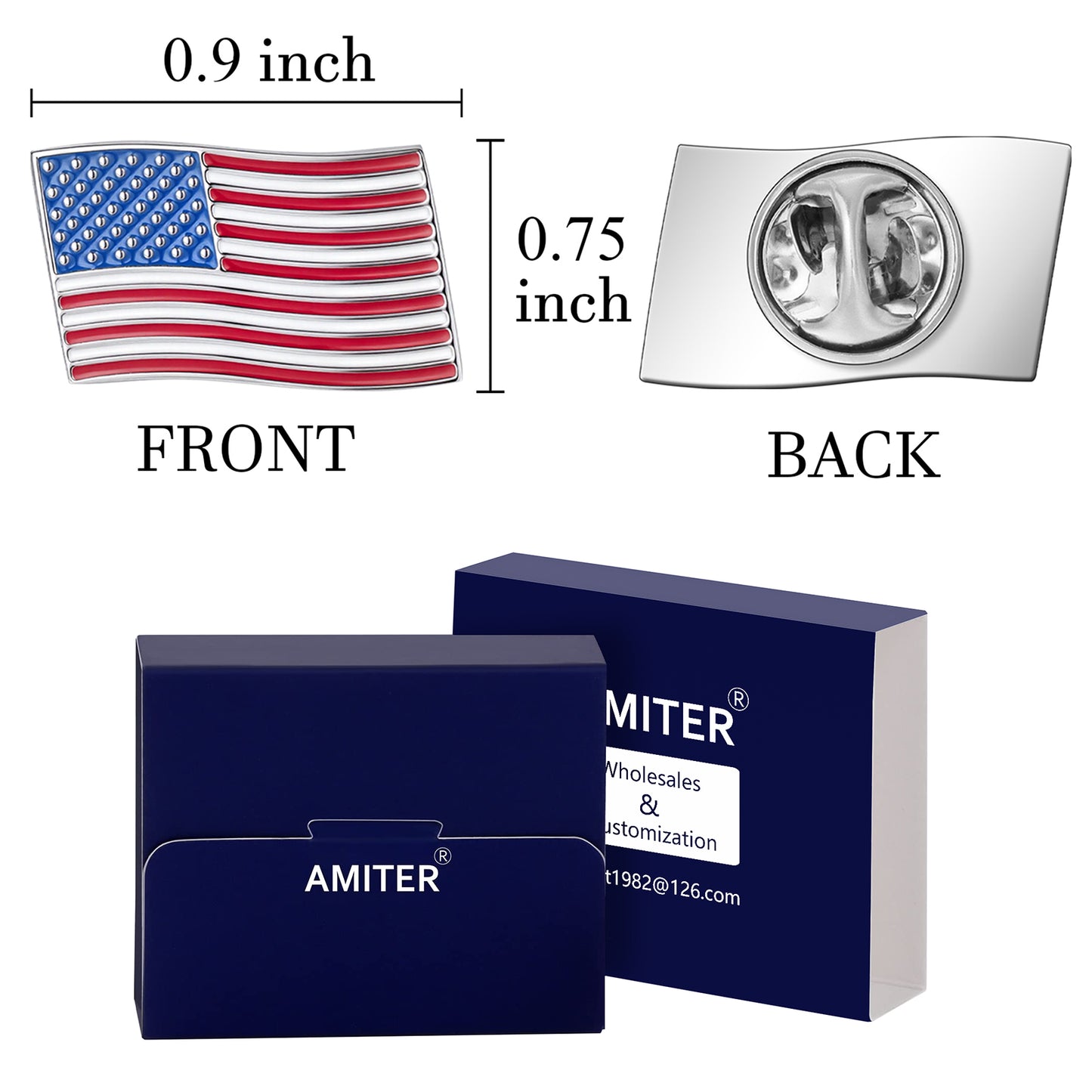 USA Flag Lapel Pin 0.9" x 0.75"  | Dynamic Waving Design