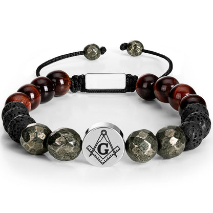 Masonic Natural Stone Beaded Bracelet