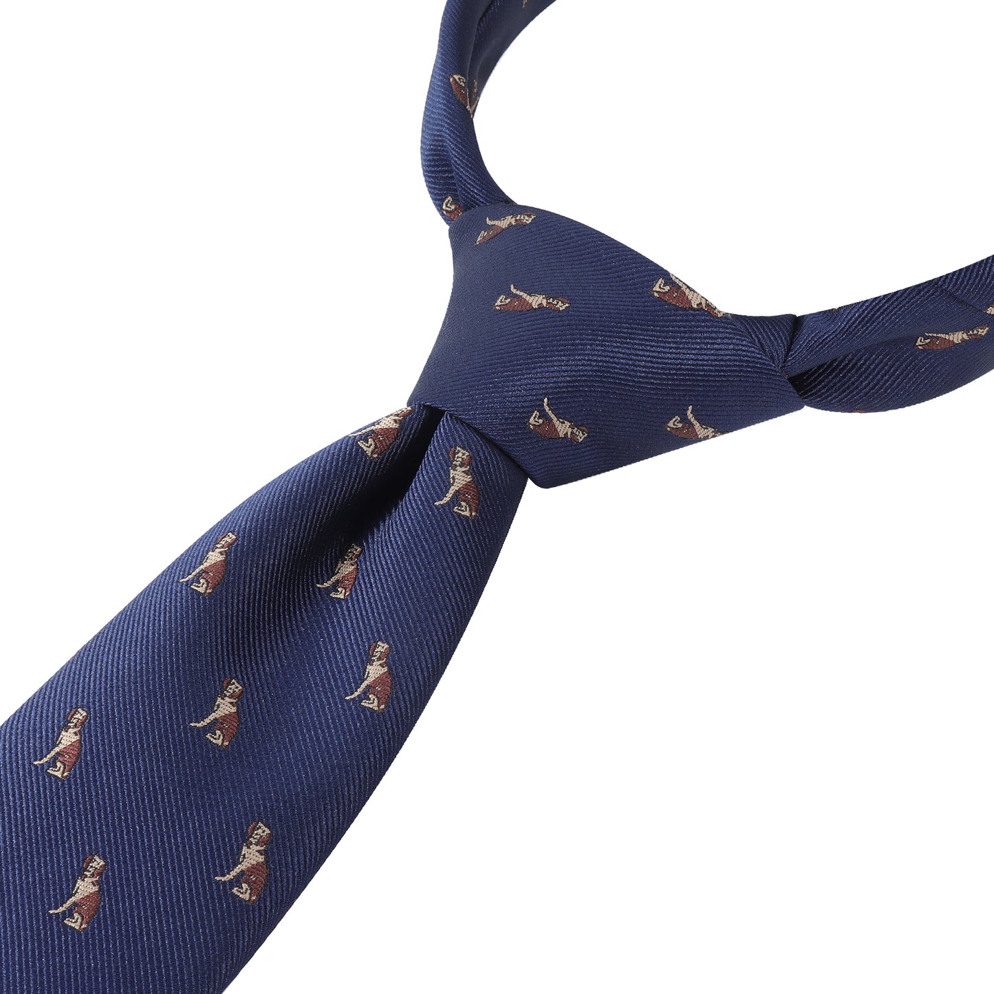 Navy Blue Dog Print Silk Tie - 59" Length 3" Width Men's Formal Business Wedding Necktie, Fits Four-in-Hand/Windsor/Half-Windsor Knots, Stylish Accessory for Daily/Business/Wedding Occasions