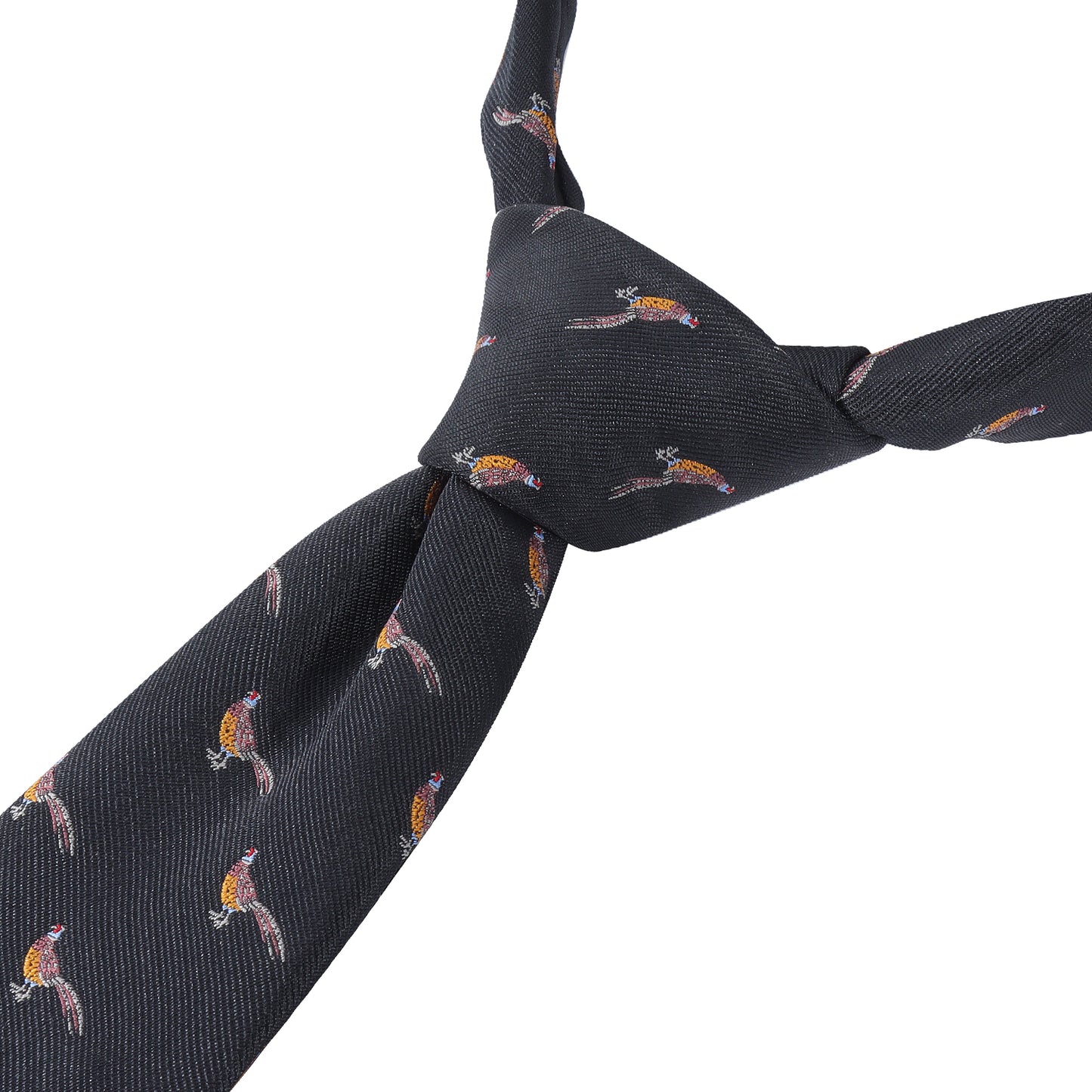 Black Pheasant Print Microfiber Tie - 59" Length 3" Width Men's Funny Formal Business Necktie, 1200-Needle Jacquard Weave, Fits Four-in-Hand/Windsor/Half-Windsor Knots for Daily/Business Occasions