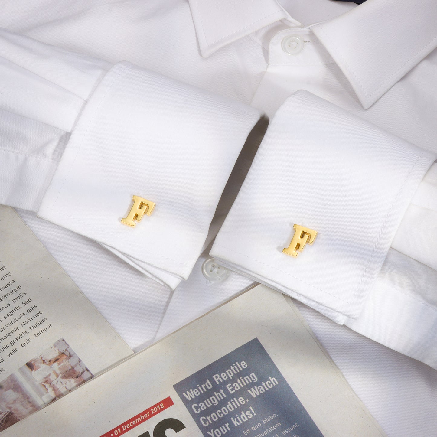 HAWSON Gold Tone Initial Cufflinks for Men