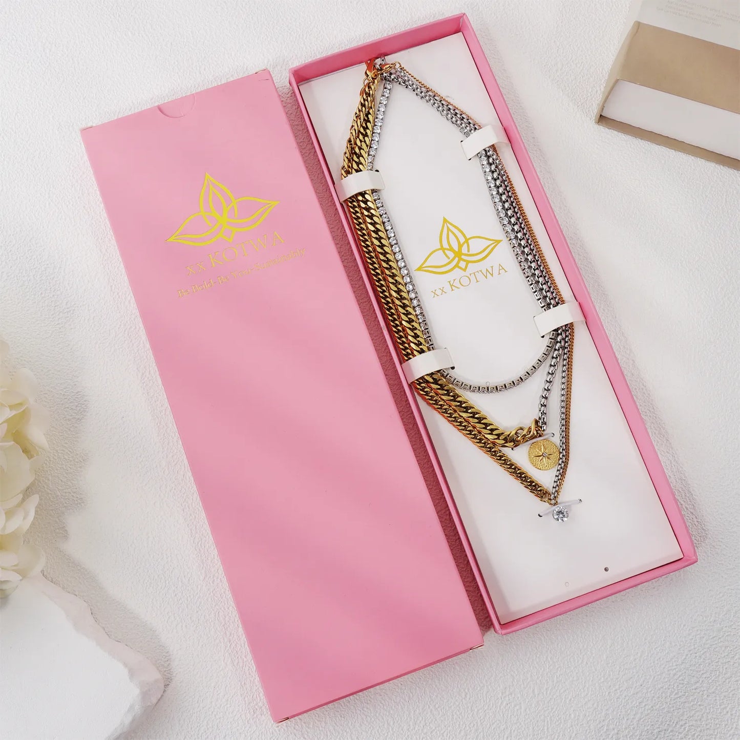 Gold & Silver Mixed Chain Necklace Set | 3-Piece Multi-Way