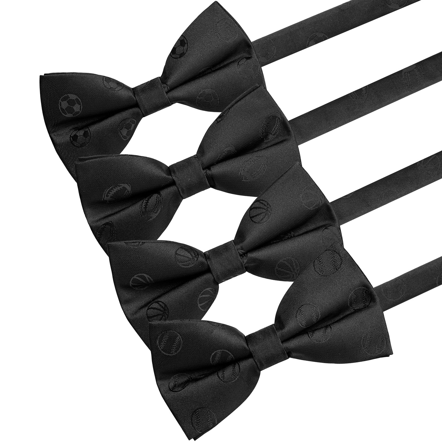 Black Soccer Ball Jacquard Bow Tie for Men