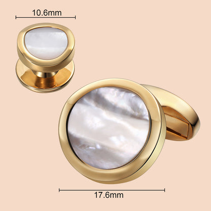 HAWSON Mother of Pearl Cufflinks and Studs Set for Men