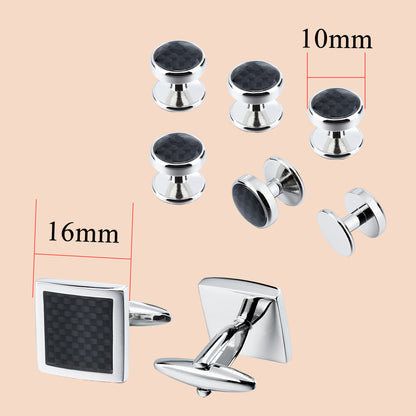 HAWSON Square Cufflinks and Round Studs Sets for Men