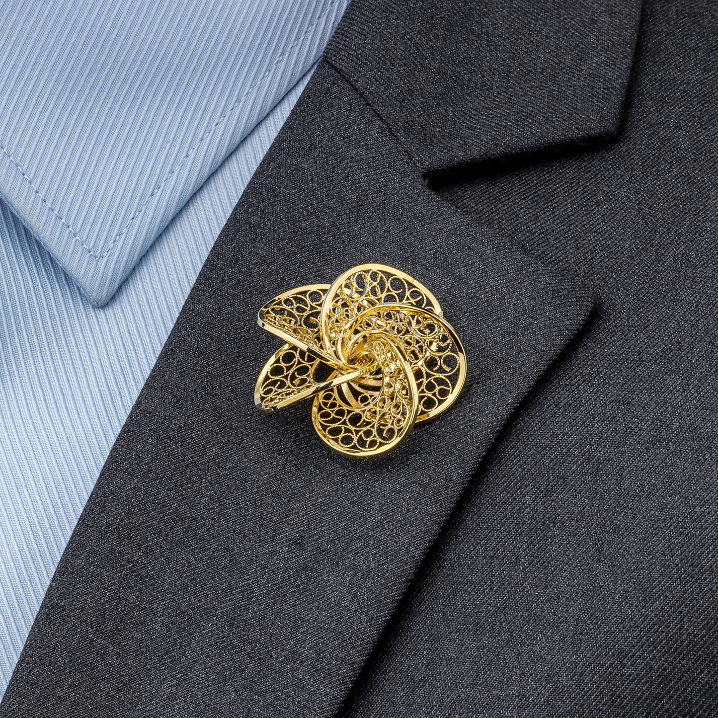 HAWSON Metal Knot Flower Lapel Pin for Men.