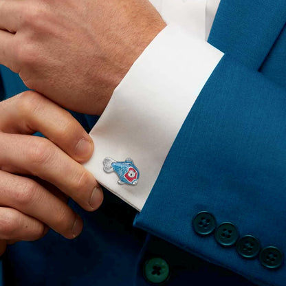 Blue Fish Cufflinks For Men With Gift Box