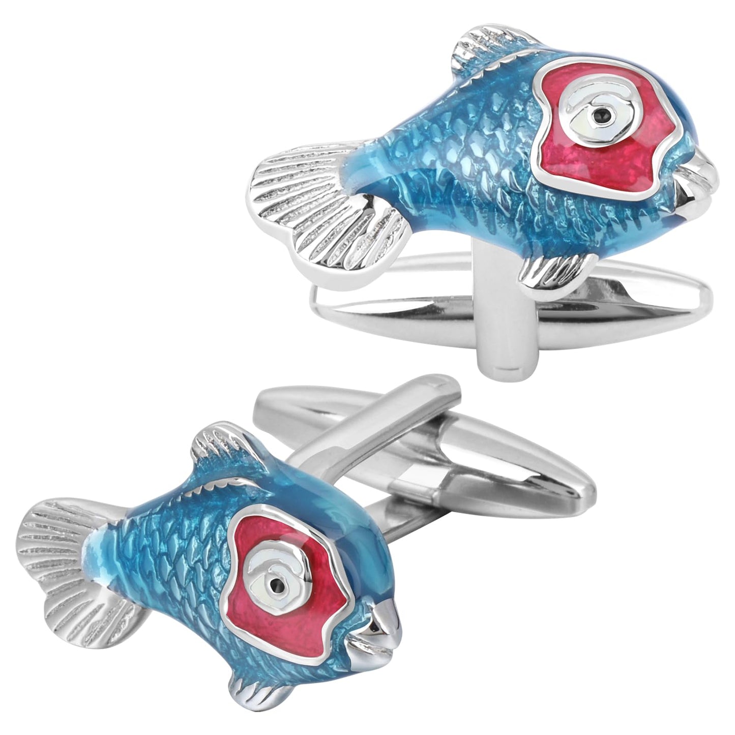 Blue Fish Cufflinks For Men With Gift Box