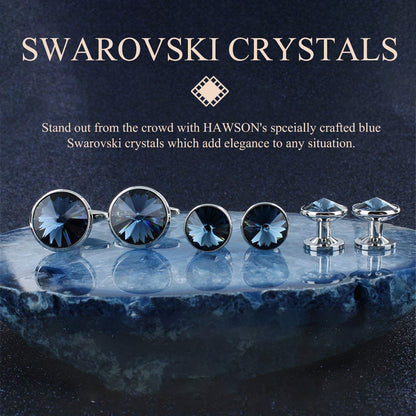 HAWSON Swarovski Crystal Cufflinks and Studs Set