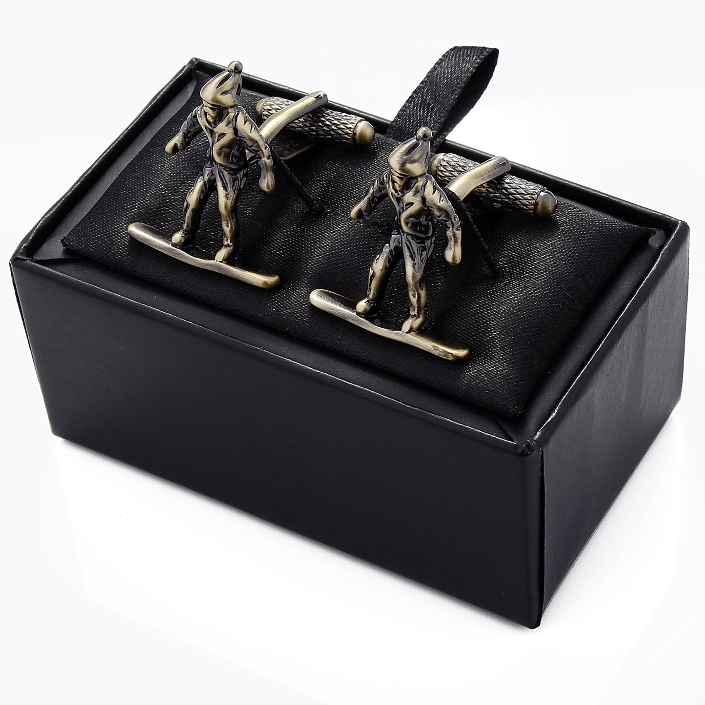 Skiers Cufflinks In Bronze With Gift Box