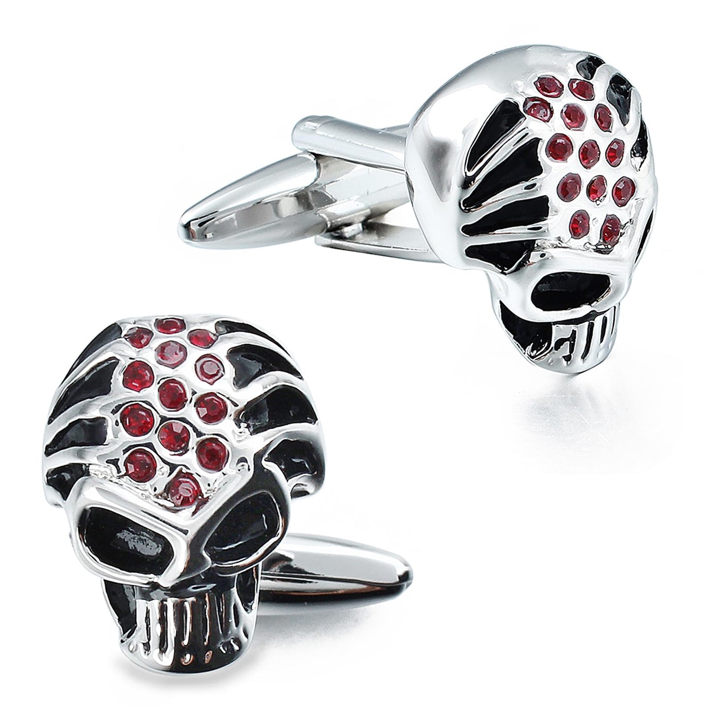 Halloween Skull Cufflinks with Red Crystals