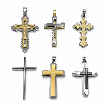 6-Piece Cross Necklace Set with Stainless Steel Chain | HAWSON