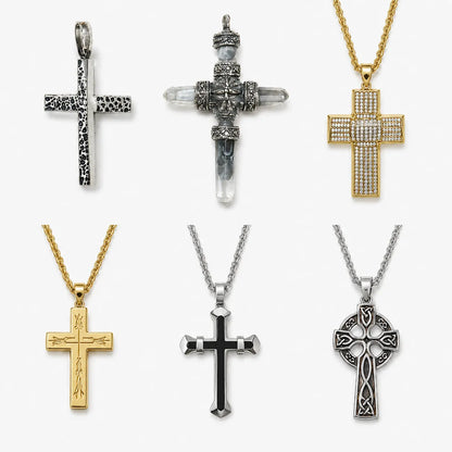 6-Piece Cross Necklace Set with Stainless Steel Chain | HAWSON
