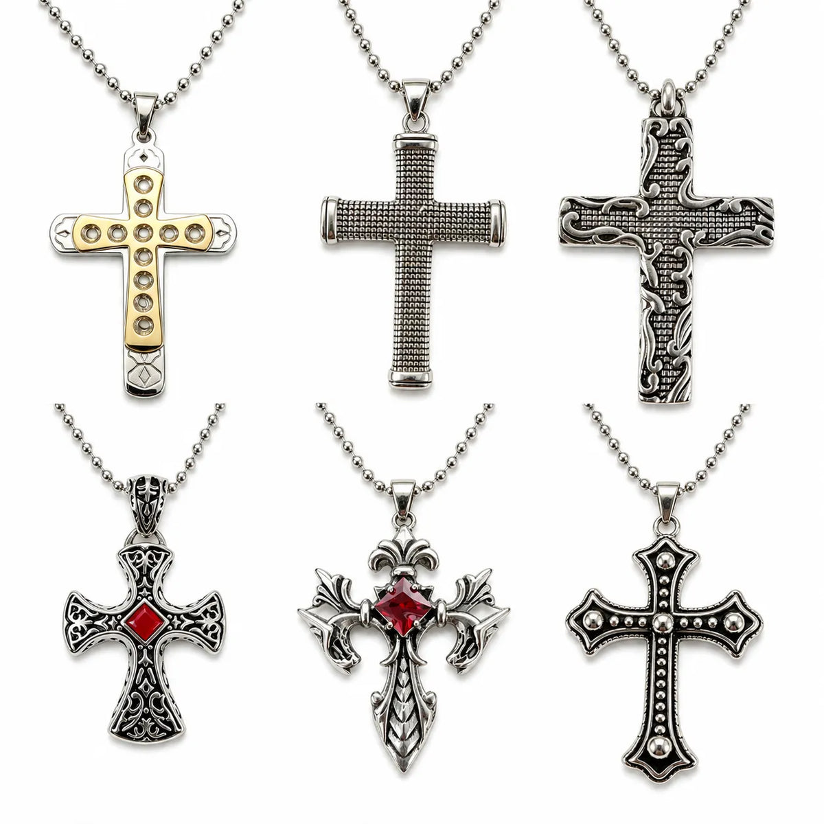 6Pcs Cross Pendant Necklace Set | 14 styles
