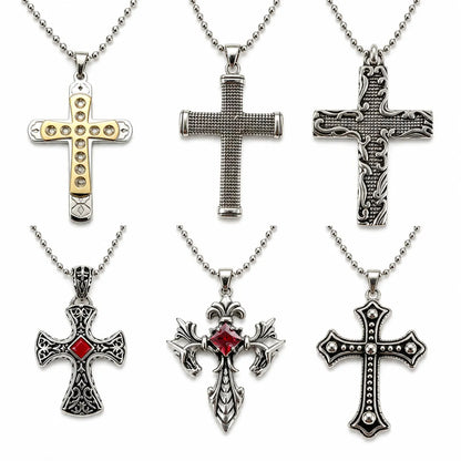 6-Piece Cross Necklace Set with Stainless Steel Chain | HAWSON