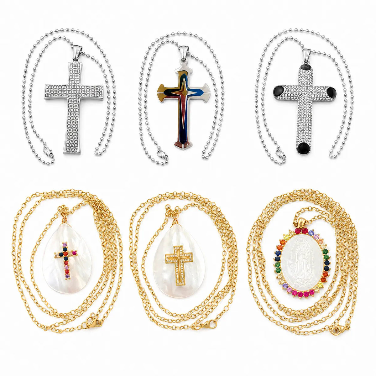 6Pcs Cross Pendant Necklace Set | 14 styles