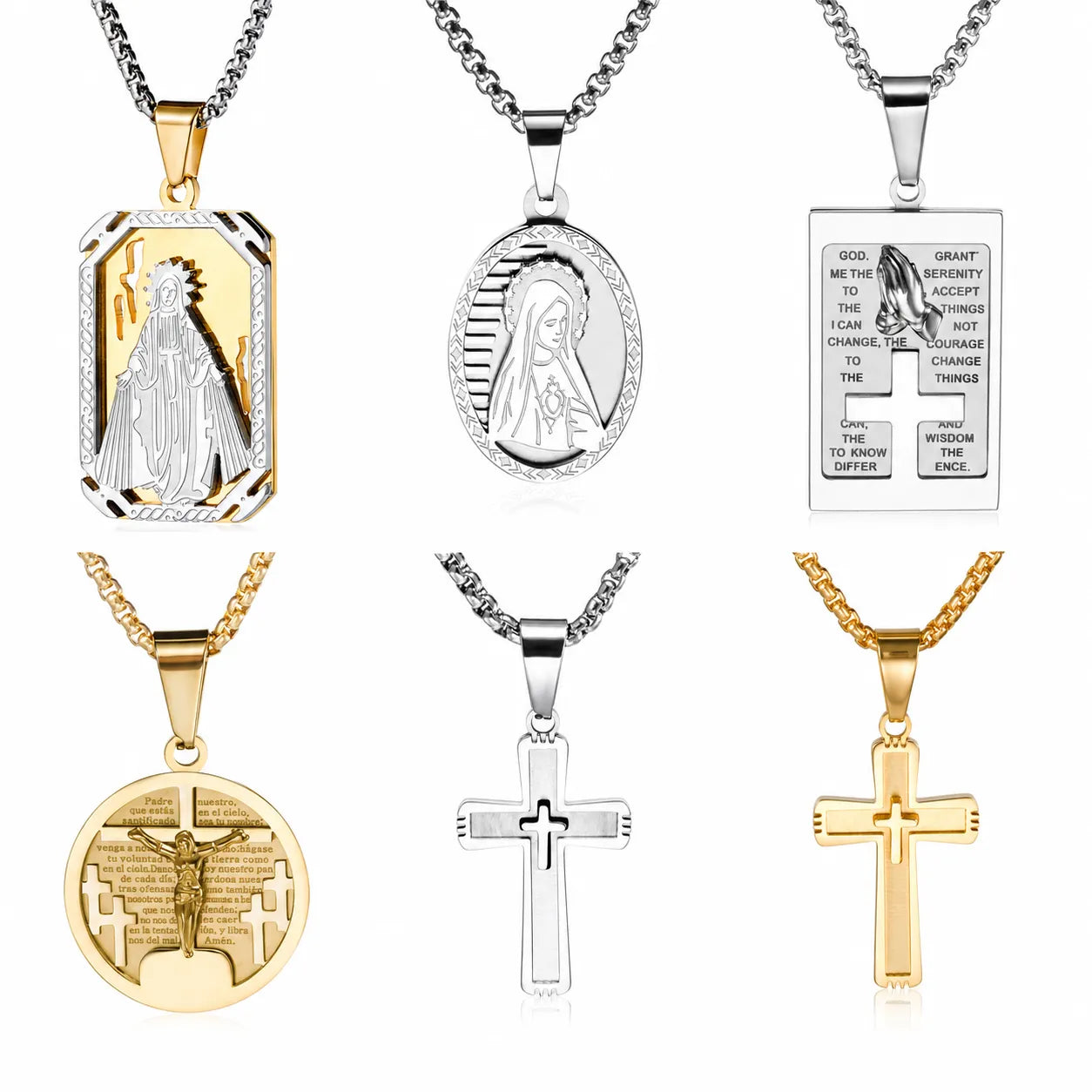 6Pcs Cross Pendant Necklace Set | 14 styles