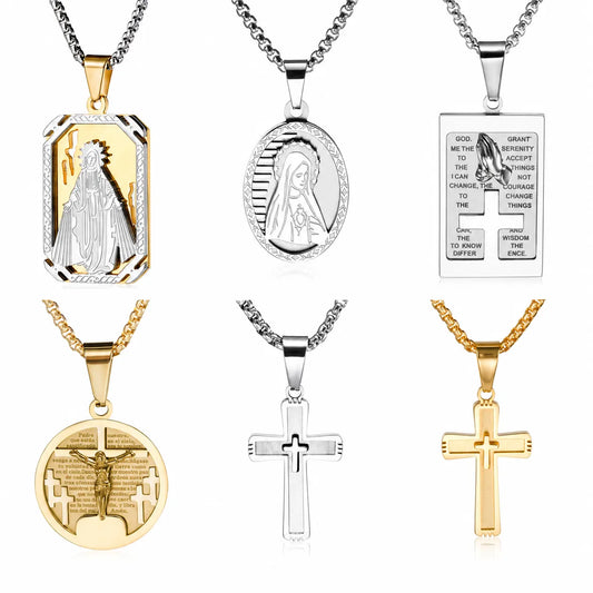 6-Piece Cross Necklace Set with Stainless Steel Chain | HAWSON