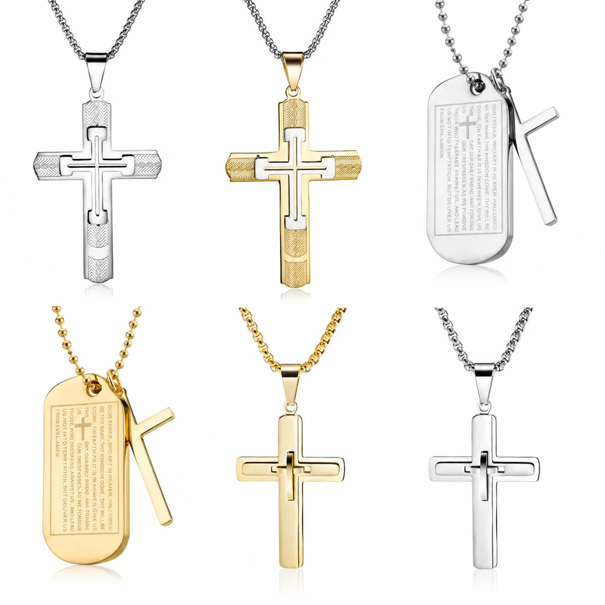6Pcs Cross Pendant Necklace Set | 14 styles