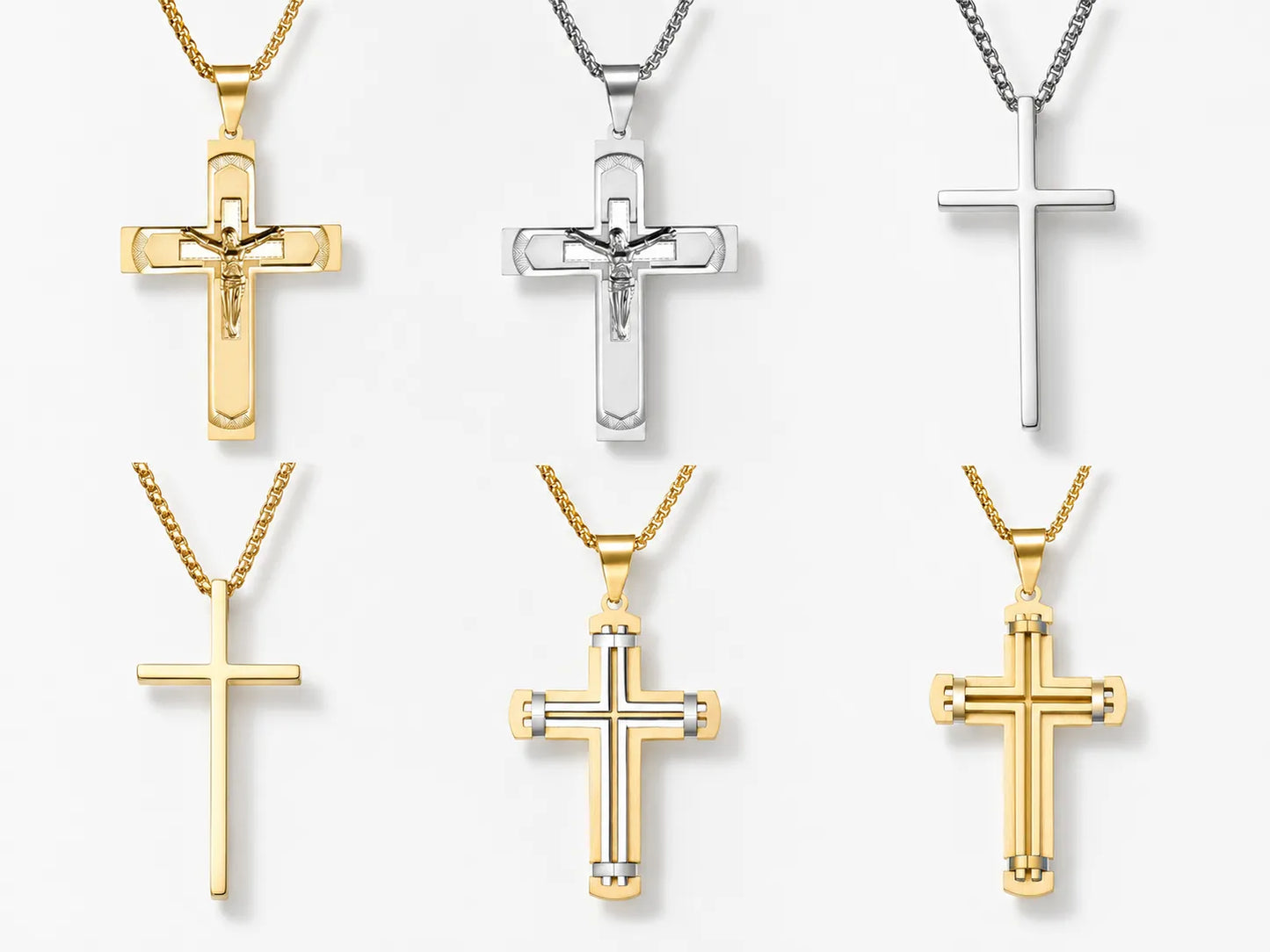 6Pcs Cross Pendant Necklace Set | 14 styles