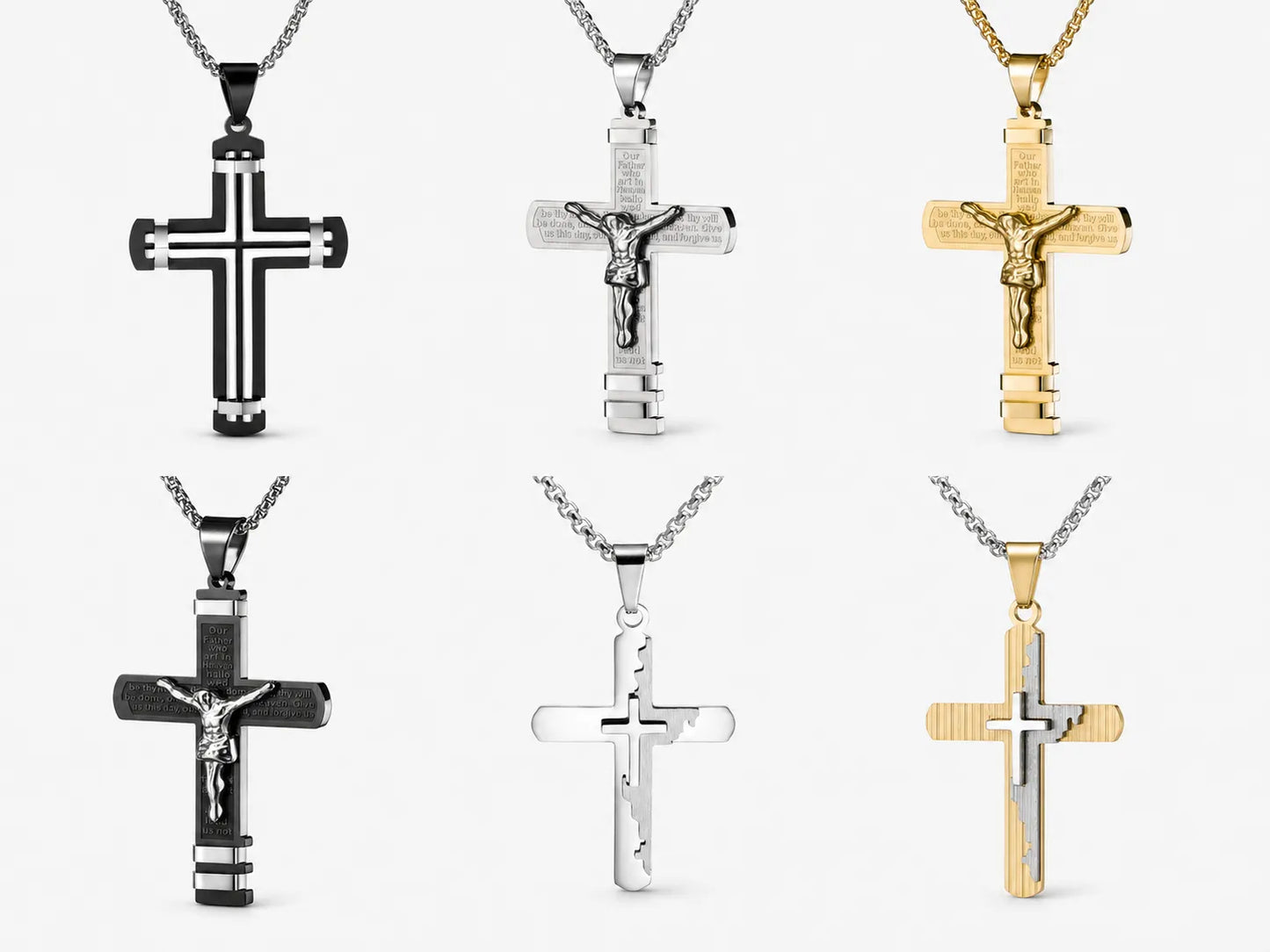 6Pcs Cross Pendant Necklace Set | 14 styles