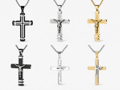 6-Piece Cross Necklace Set with Stainless Steel Chain | HAWSON