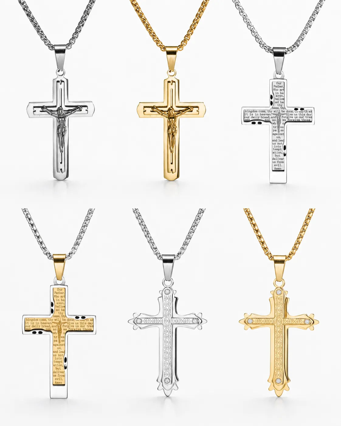 6Pcs Cross Pendant Necklace Set | 14 styles