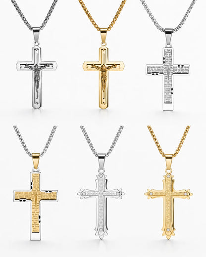 6-Piece Cross Necklace Set with Stainless Steel Chain | HAWSON