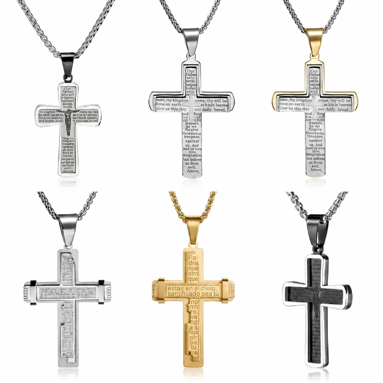 6Pcs Cross Pendant Necklace Set | 14 styles