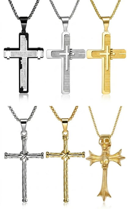 6-Piece Cross Necklace Set with Stainless Steel Chain | HAWSON